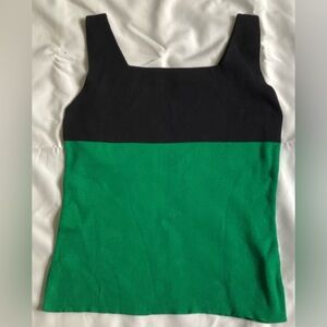 Green and black colour blocktank top/vest